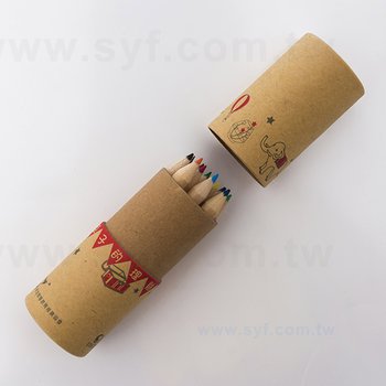 彩色鉛筆-牛皮紙圓筒印刷禮品-原木廣告筆-12色採購客製印刷贈品筆_4